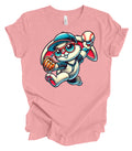 10 Easter Bunny Playing Baseball Pitcher Teen Boys Kid Baseball T-Shirt