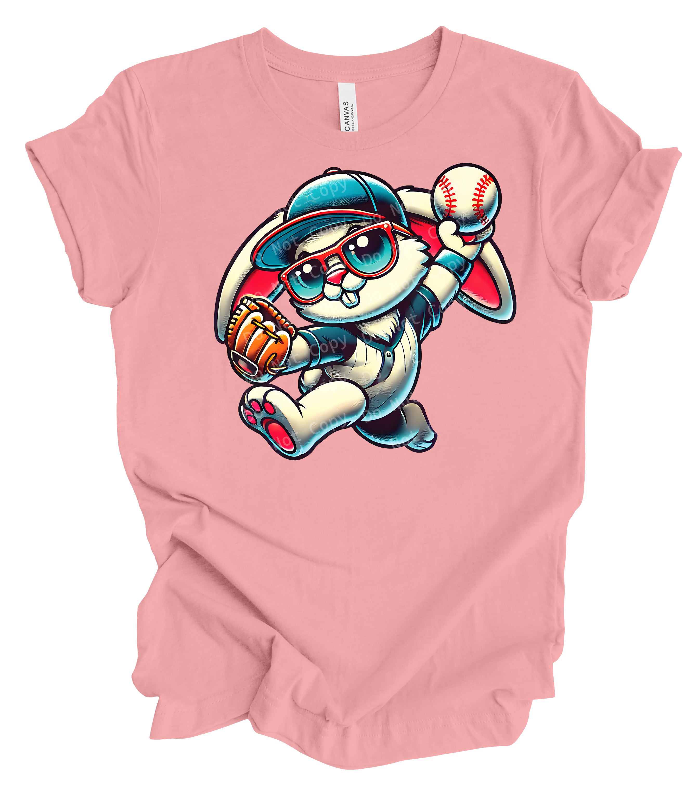 10 Easter Bunny Playing Baseball Pitcher Teen Boys Kid Baseball T-Shirt