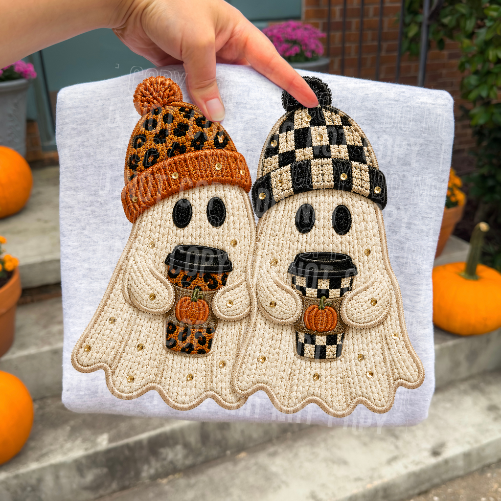 FALL GHOST FAUX EMBROIDERY