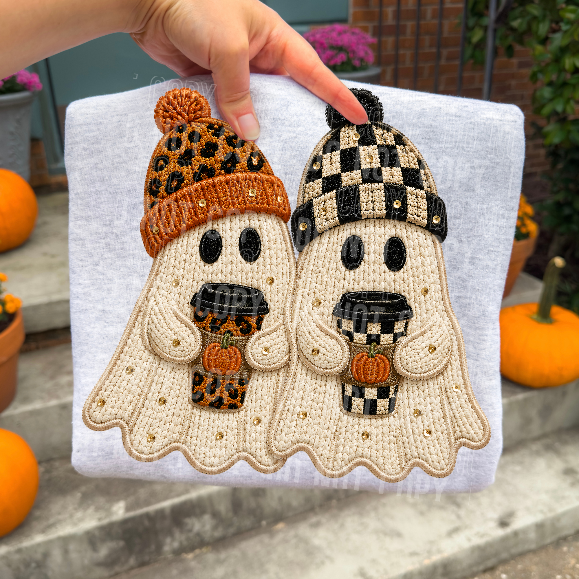 FALL GHOST FAUX EMBROIDERY
