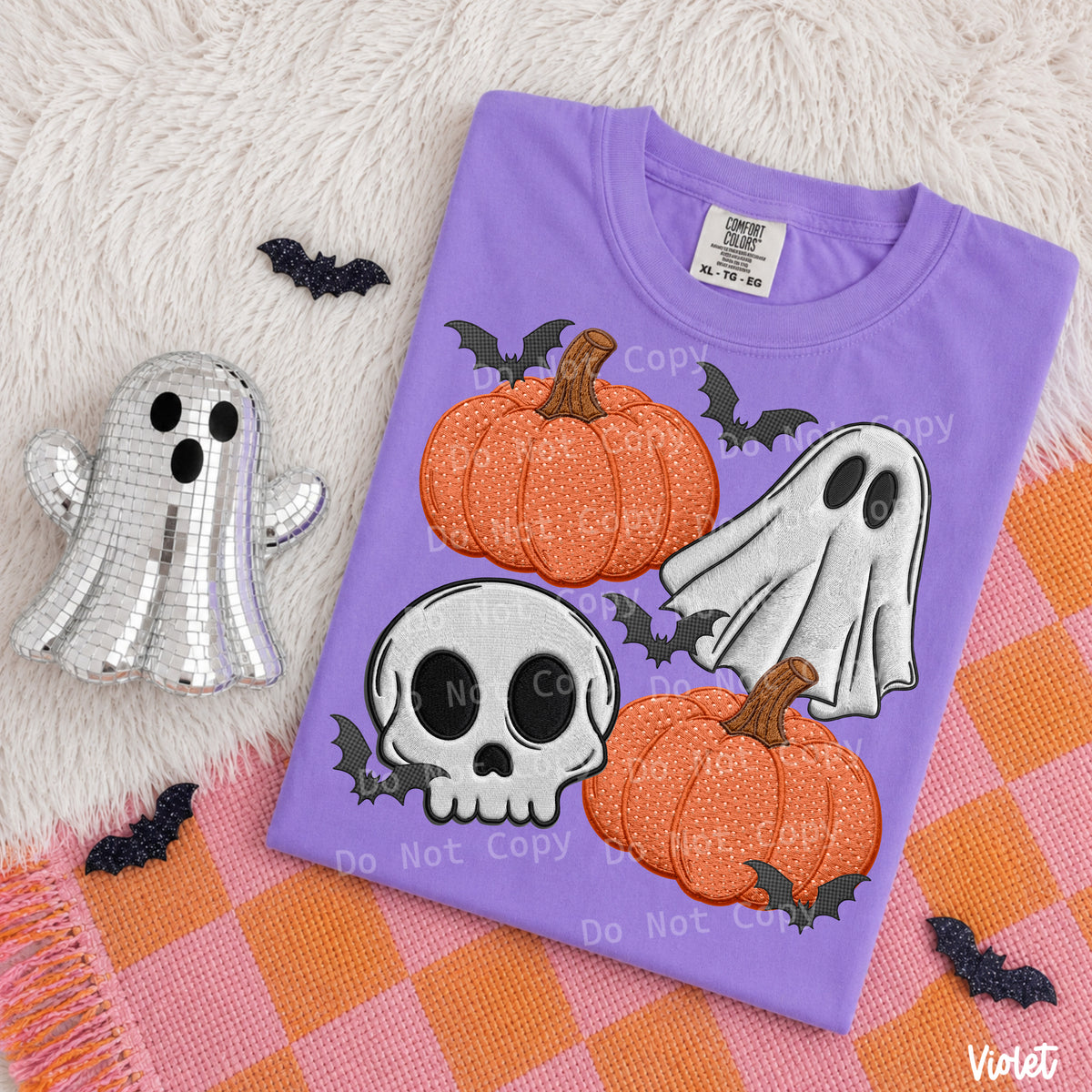 Faux embroidered Halloween collage