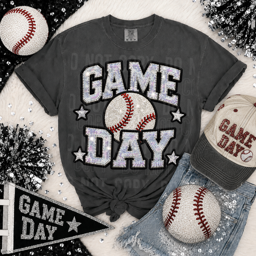 GAME DAY BASEBALL FAUX SEQUIN