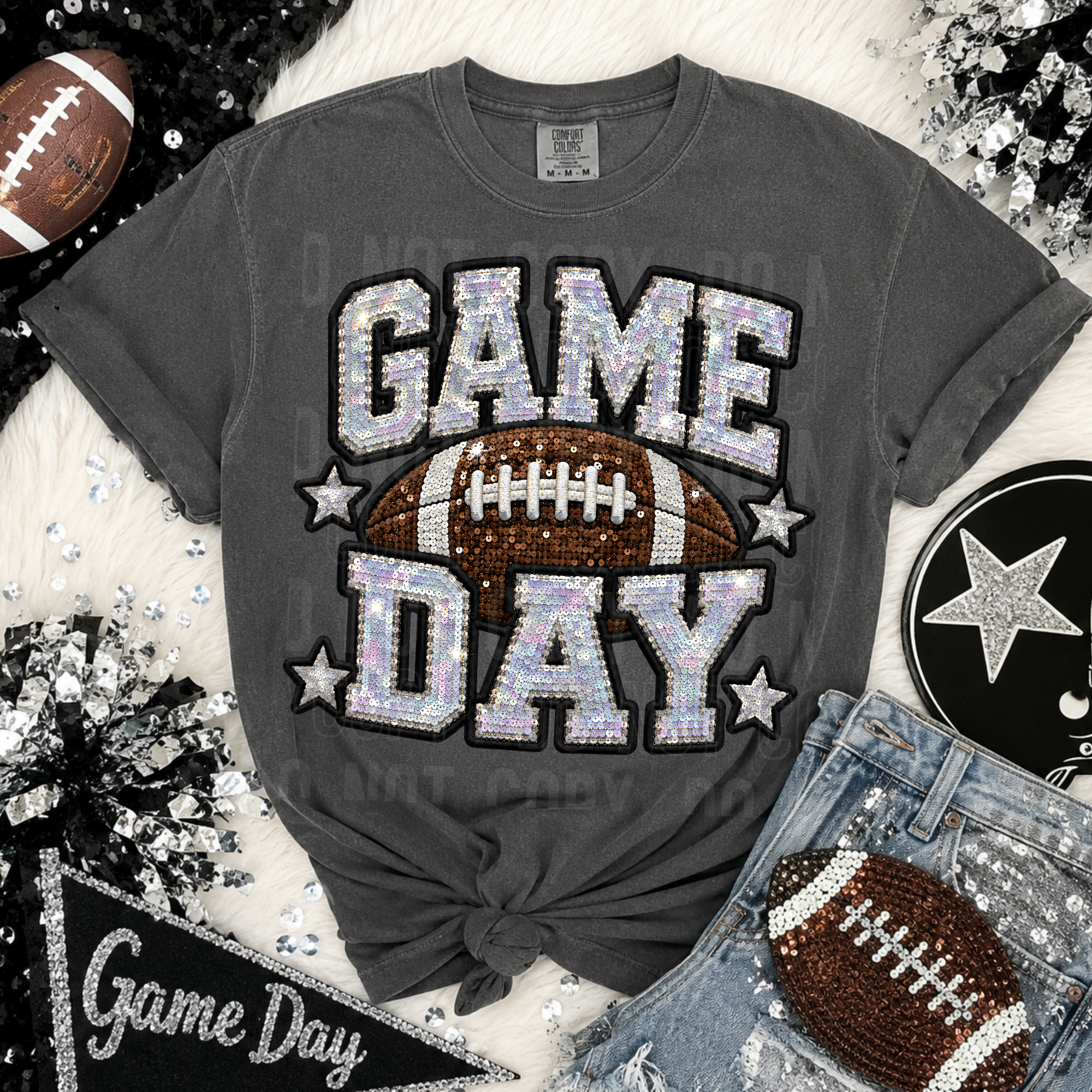 GAME DAY FOOTBALL FAUX SEQUIN
