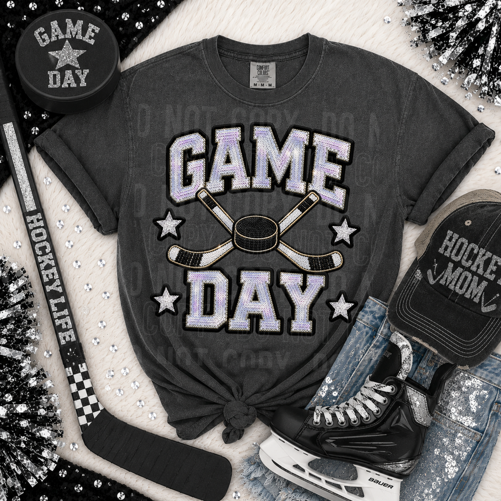 GAME DAY FAUX SEQUIN HOCKEY