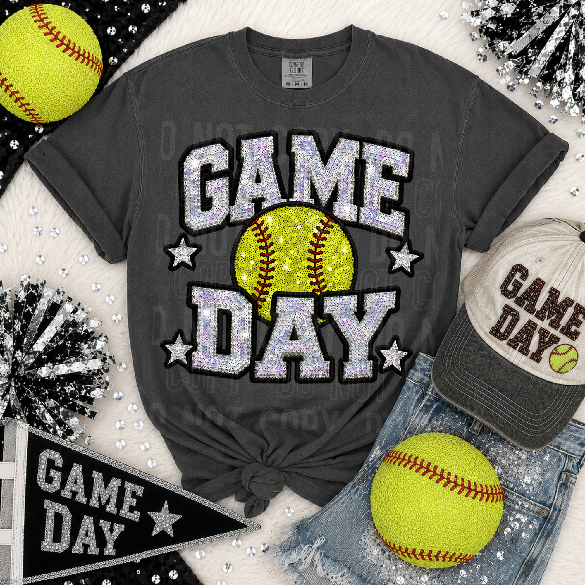 GAME DAY SOFTBALL FAUX SEQUIN