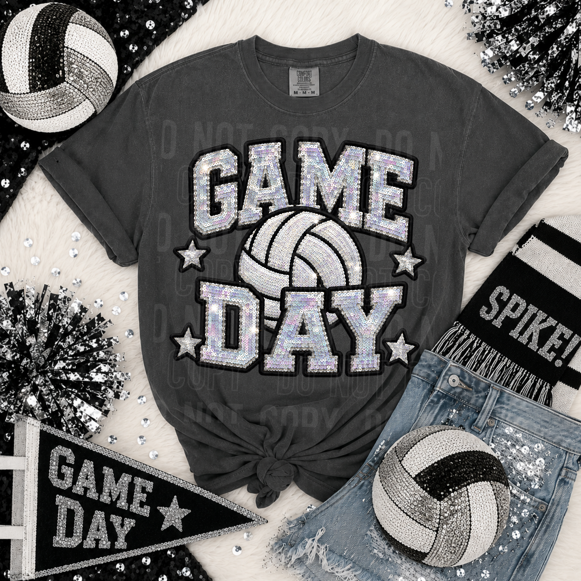 GAME DAY VOLLEYBALL FAUX SEQUINS