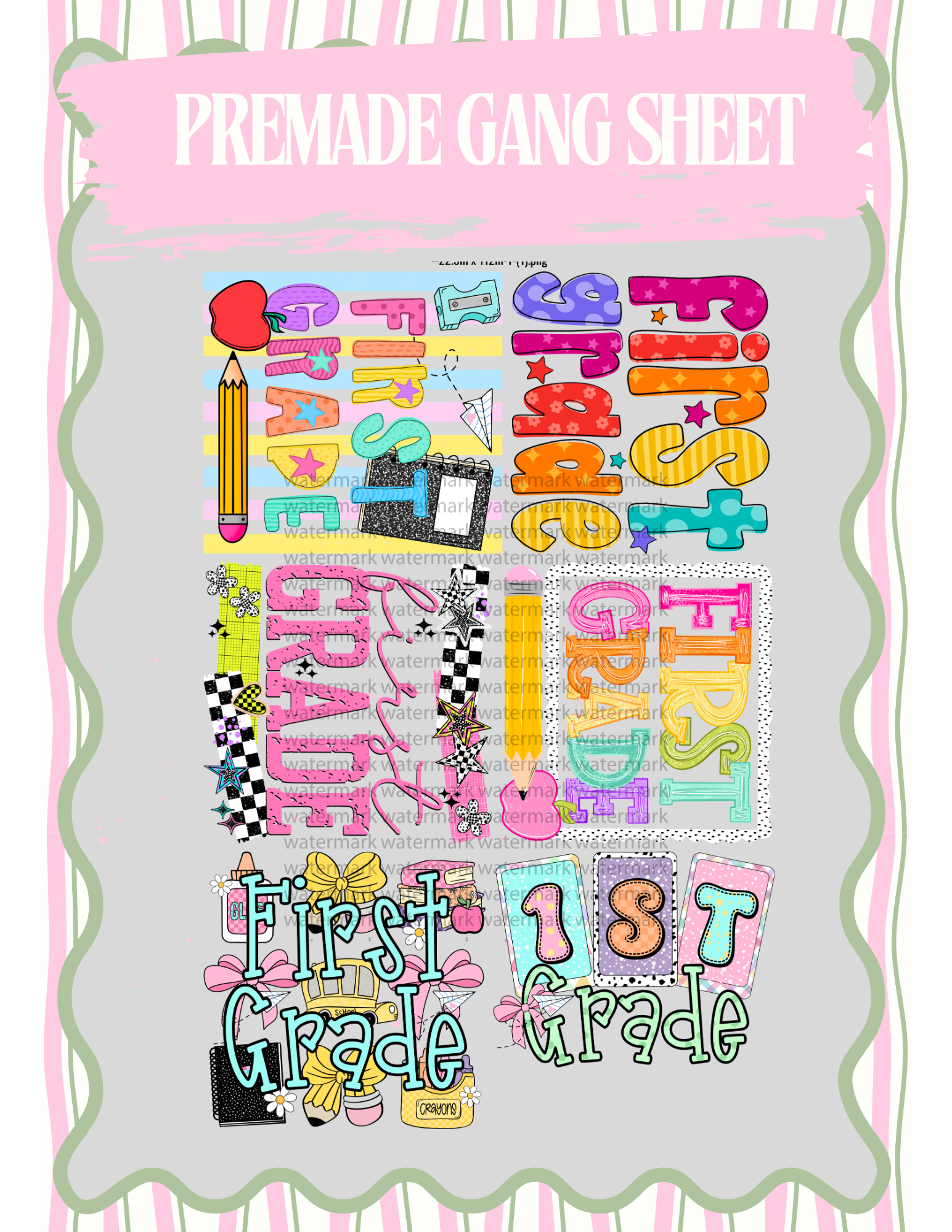 1st Grade Premade Gang Sheet
