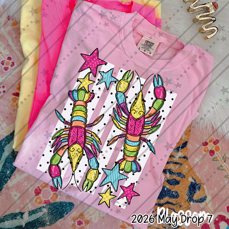 Colorful crawfish with stripes