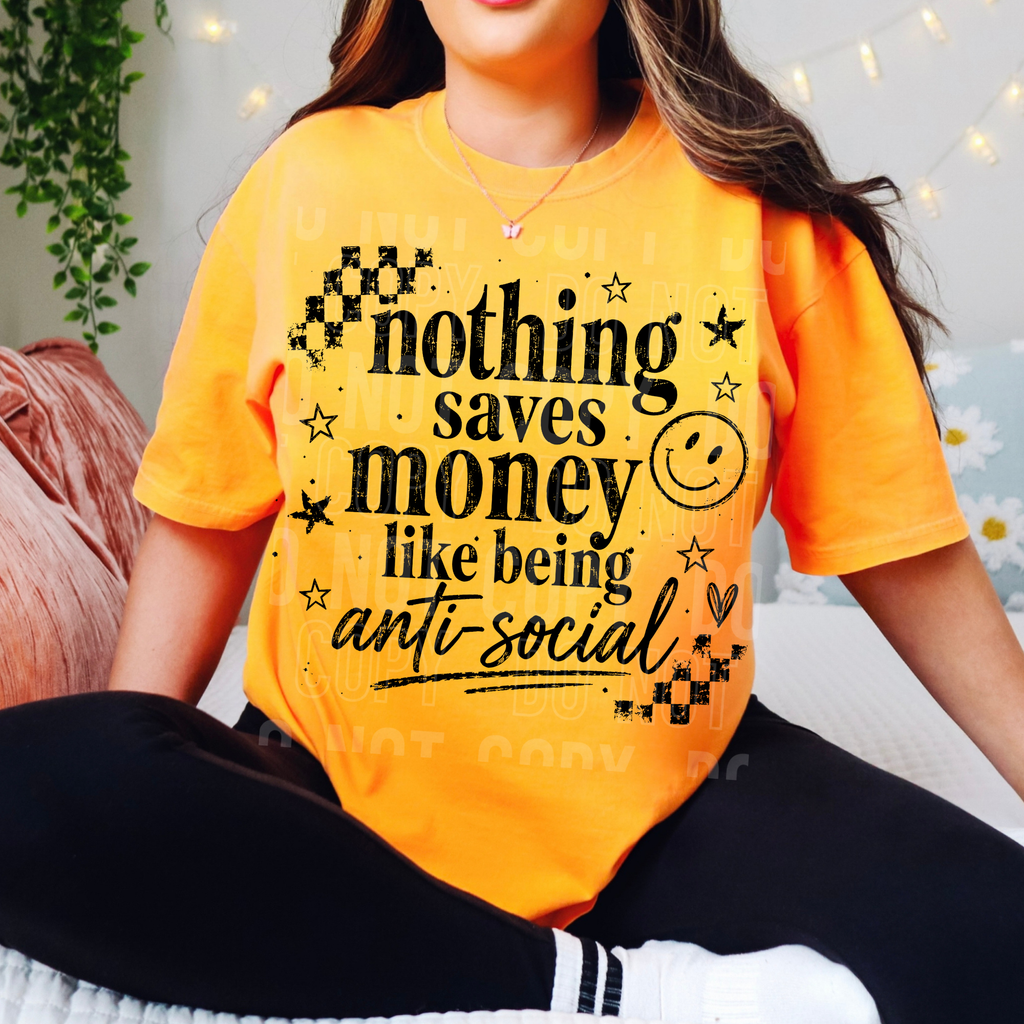 NOTHING SAVES MONEY ANTI SOCIAL black