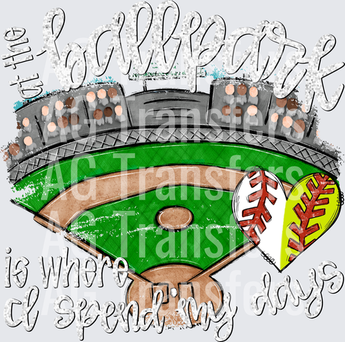 AT THE BALLPARK IS WHERE I SPEND MY DAYS MIXED BALL WHITE