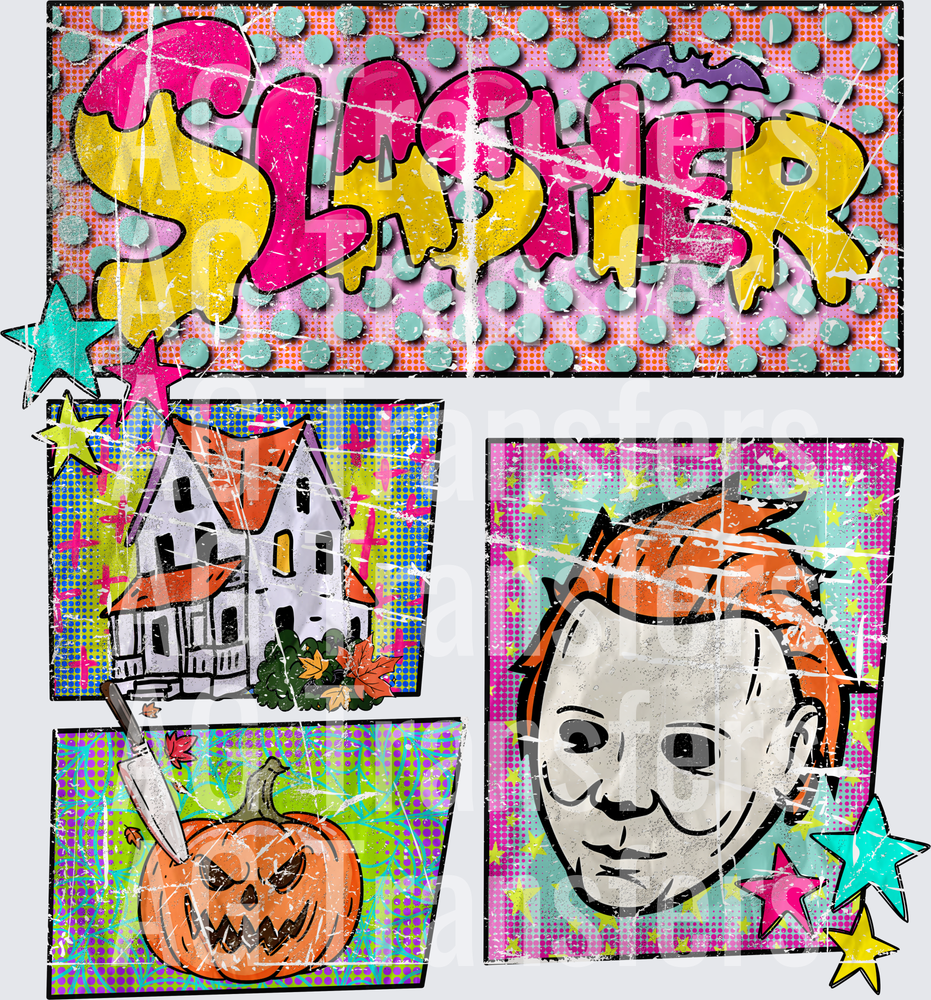Slasher comic distress paper.