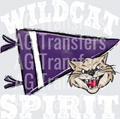 Pennant Mascots WILDCAT Spirit Purple WHITE PRINT