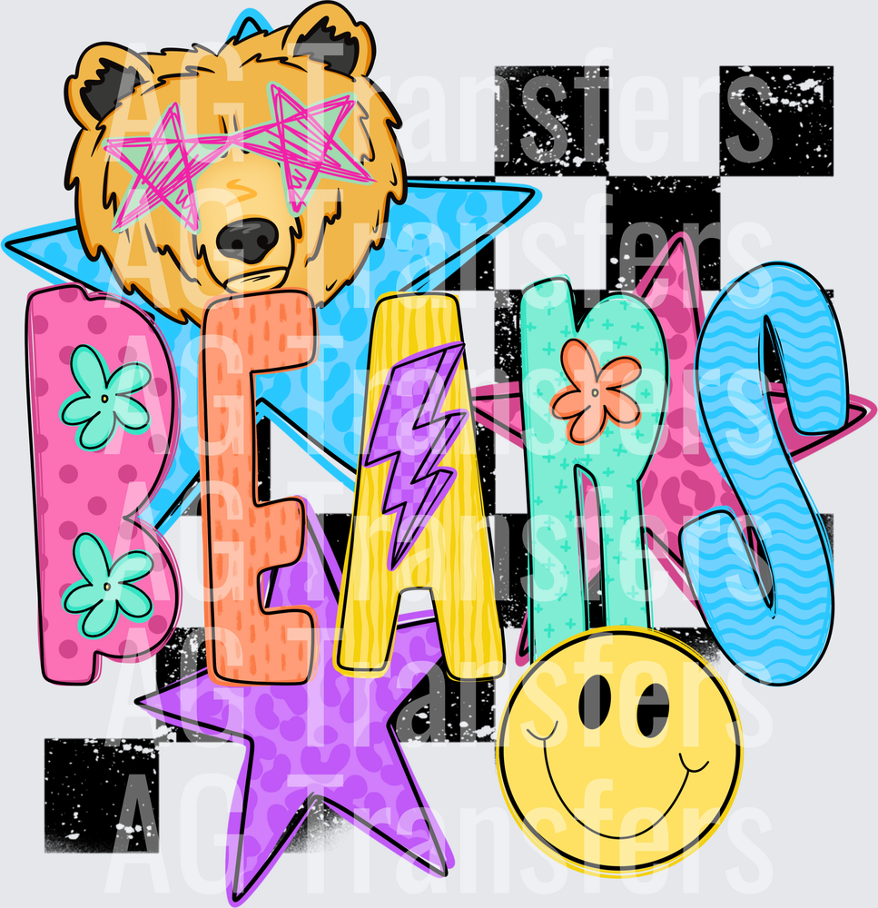 Checkered mascot bears