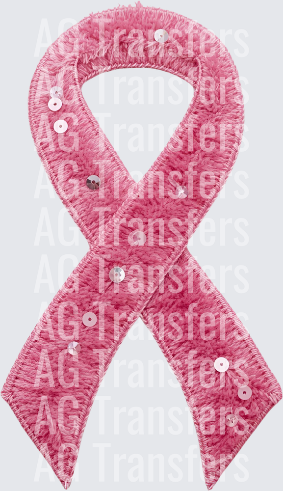PINK CANCER RIBBON FAUX YARN
