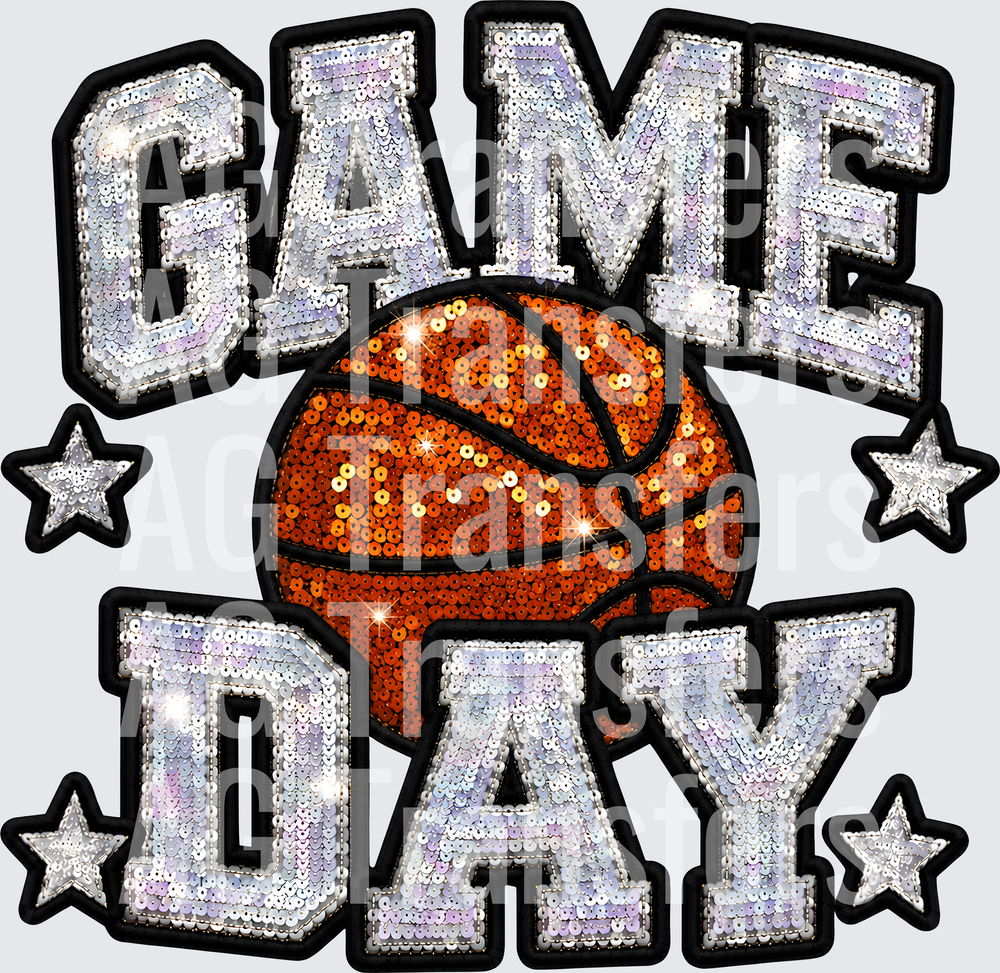 GAME DAY BASKETBALL FAUX SEQUIN