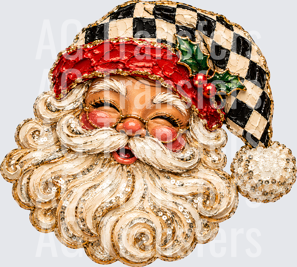 SANTA FAUX PAINTED CHECKERED