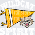 Pennant Mascots WILDCAT Spirit Yellow Gold WHITE PRINT