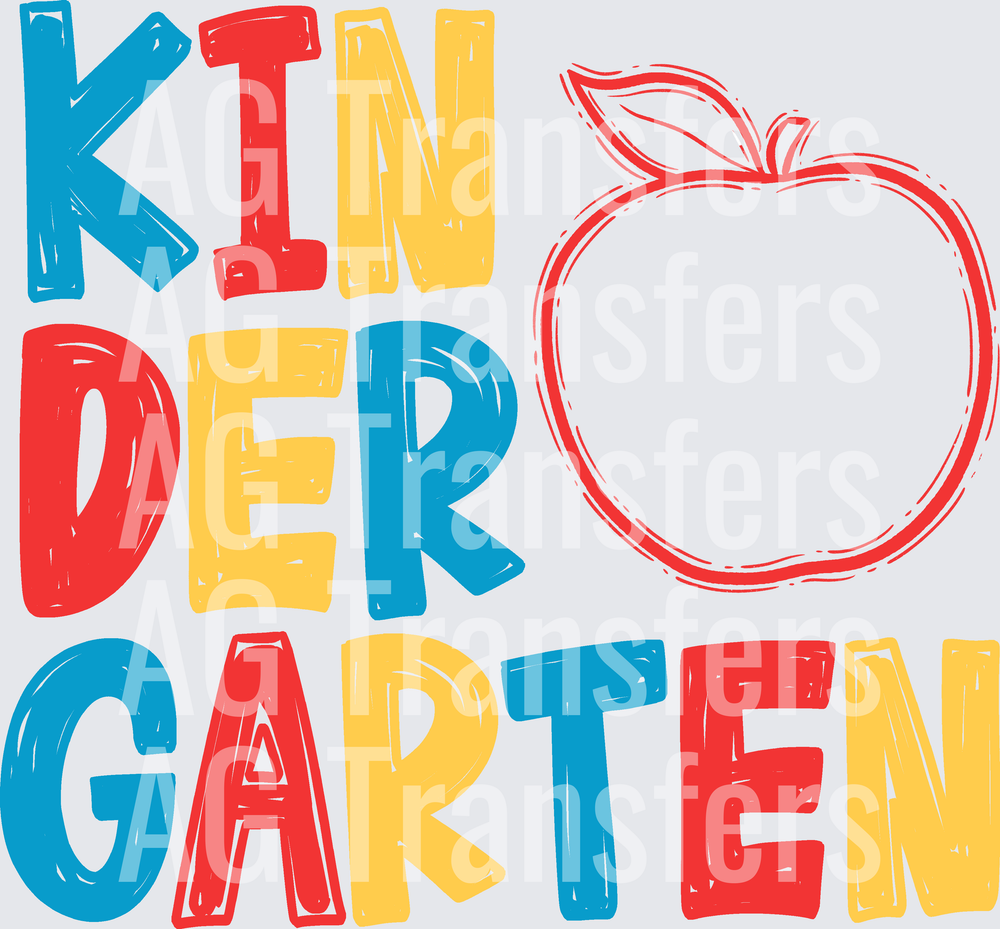 Back to School Apple Grade Level Kindergarten three line COLOR
