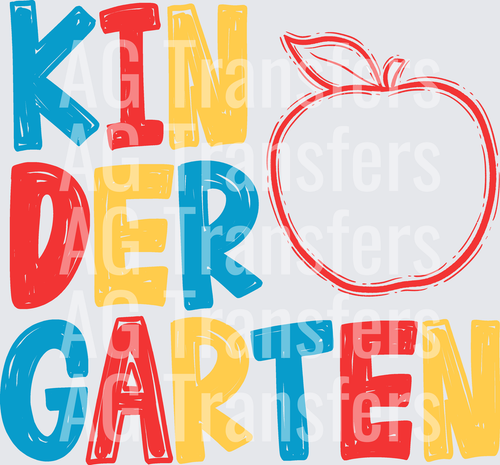 Back to School Apple Grade Level Kindergarten three line COLOR