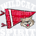 Pennant Mascots WILDCAT Spirit Red WHITE PRINT