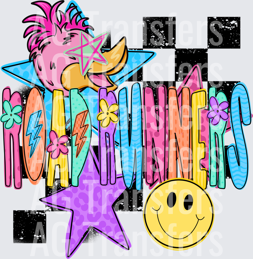 Checkered mascot roadrunner