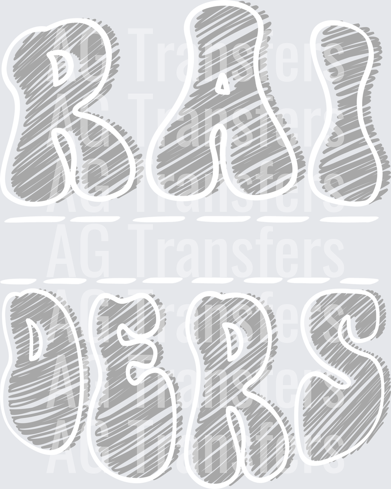 Sketch Mascot Names RAIDERS GRAY WHITE