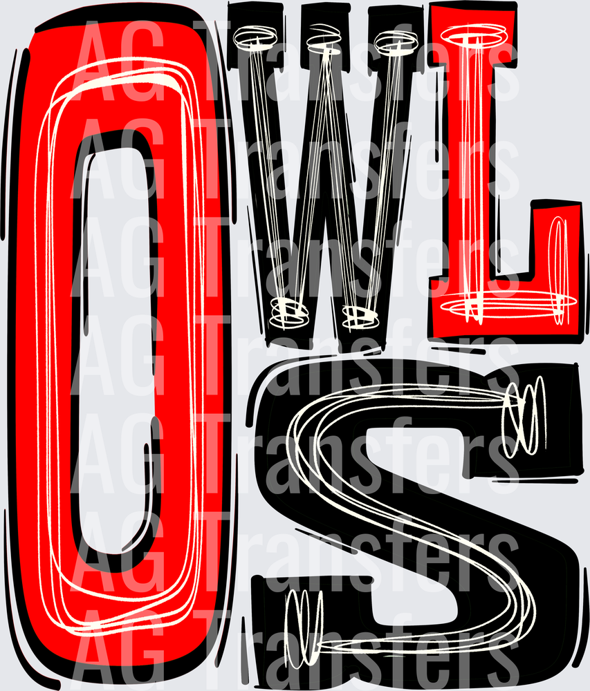 Owls red black