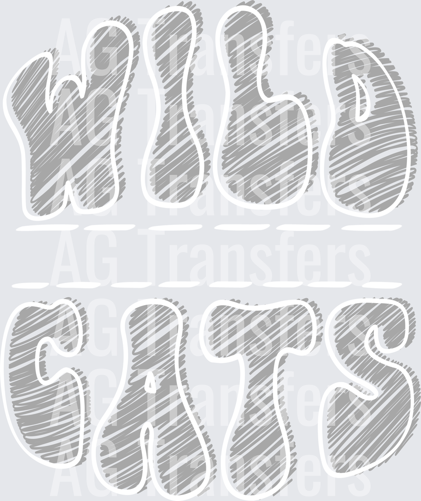 Sketch Mascot Names WILDCATS GRAY WHITE