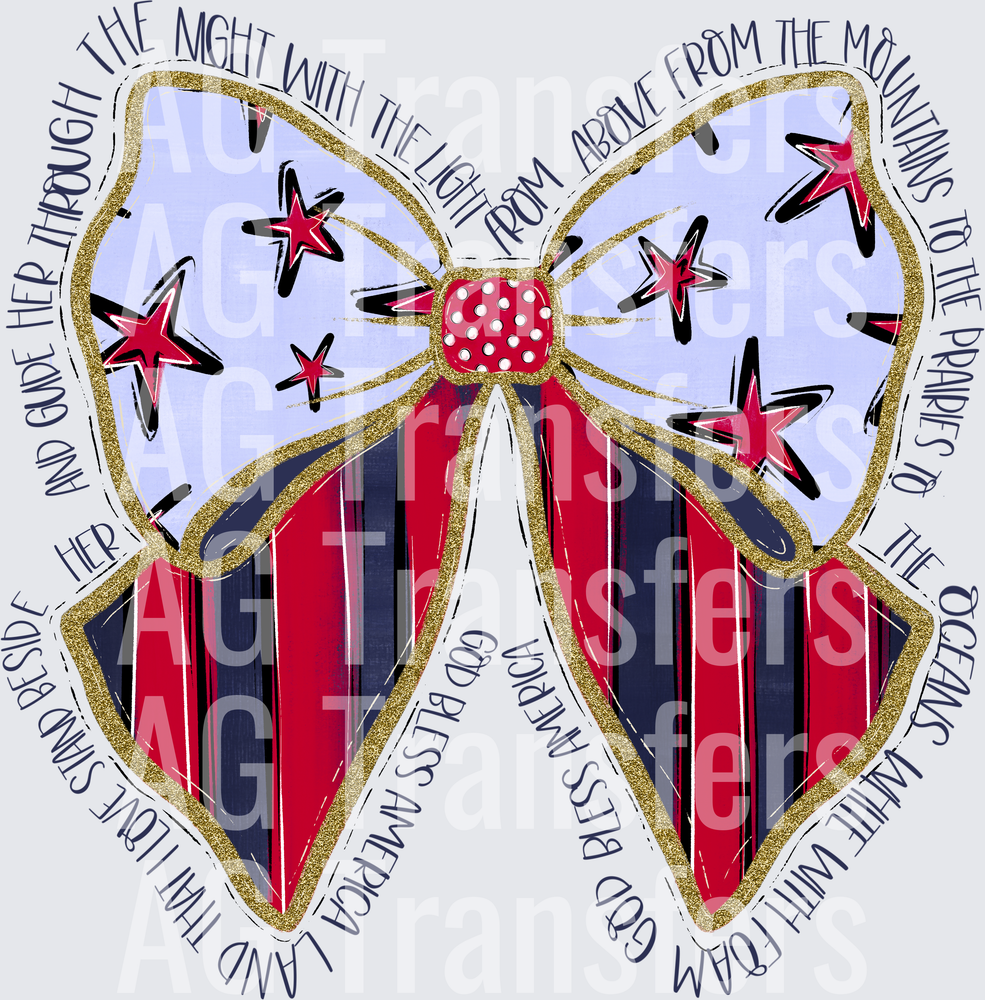 STARS AND STRIPES BOW with WORDS