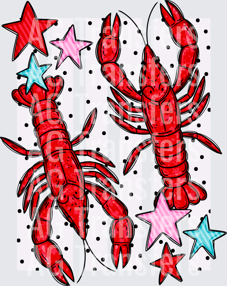 Red crawfish with stripes
