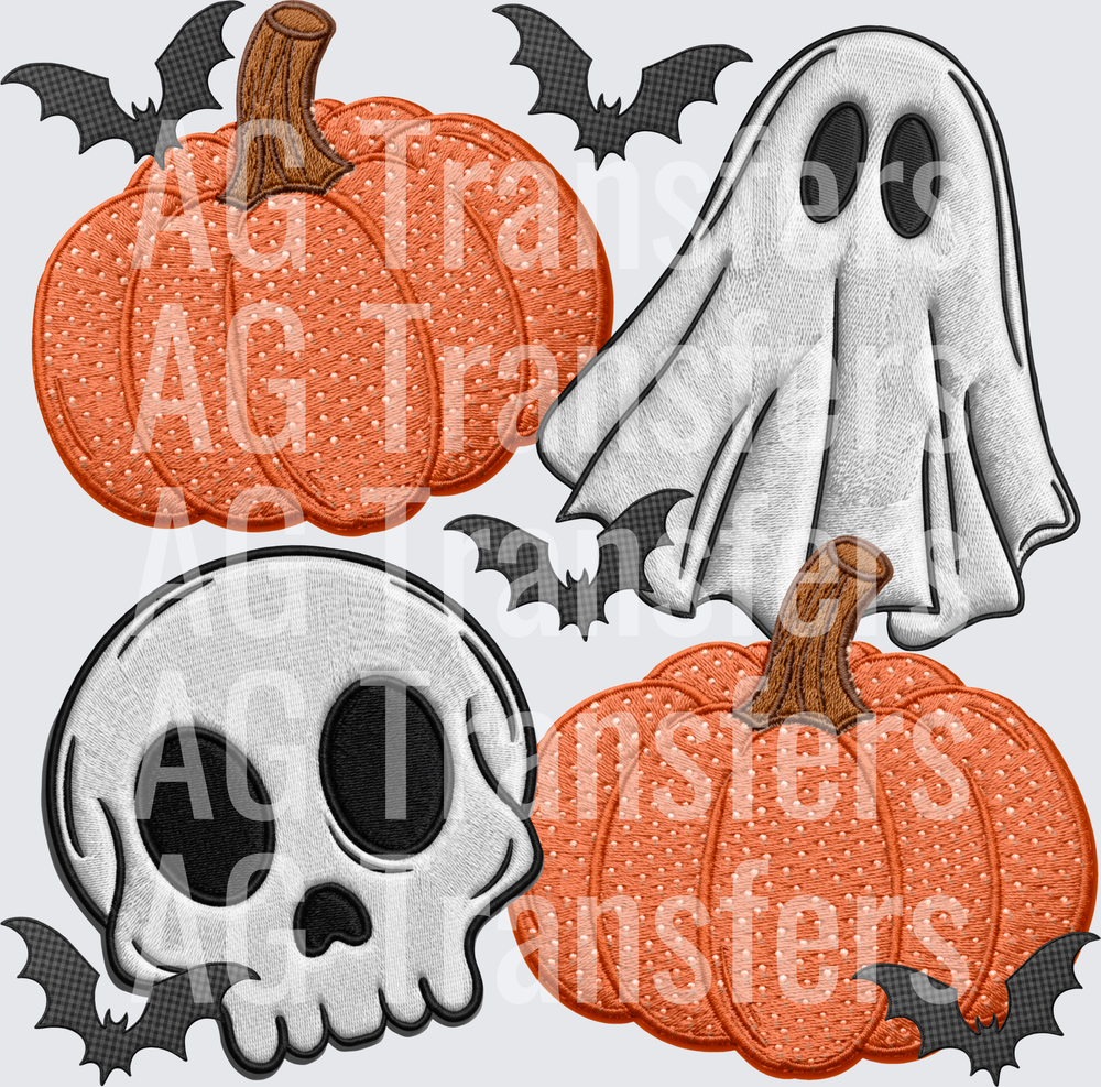 Faux embroidered Halloween collage
