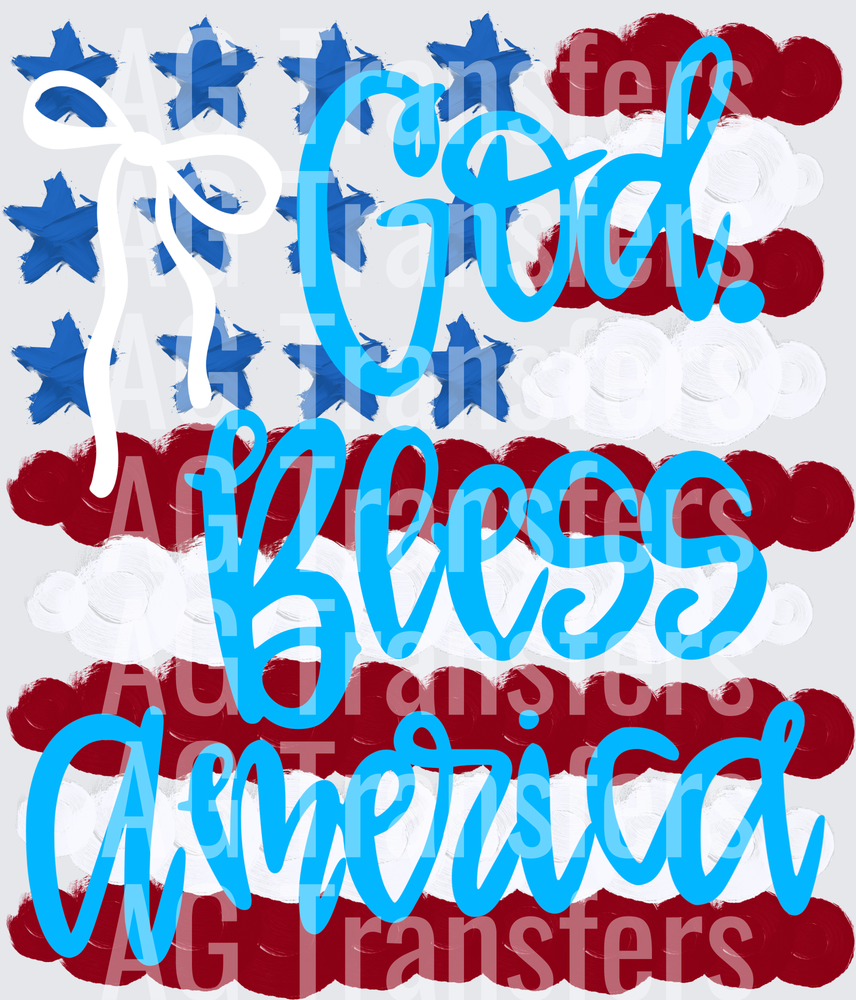 God bless America blue with bow