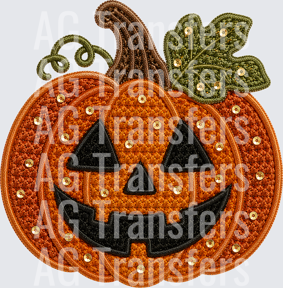 JACK O LANTERN FAUX EMBROIDERY
