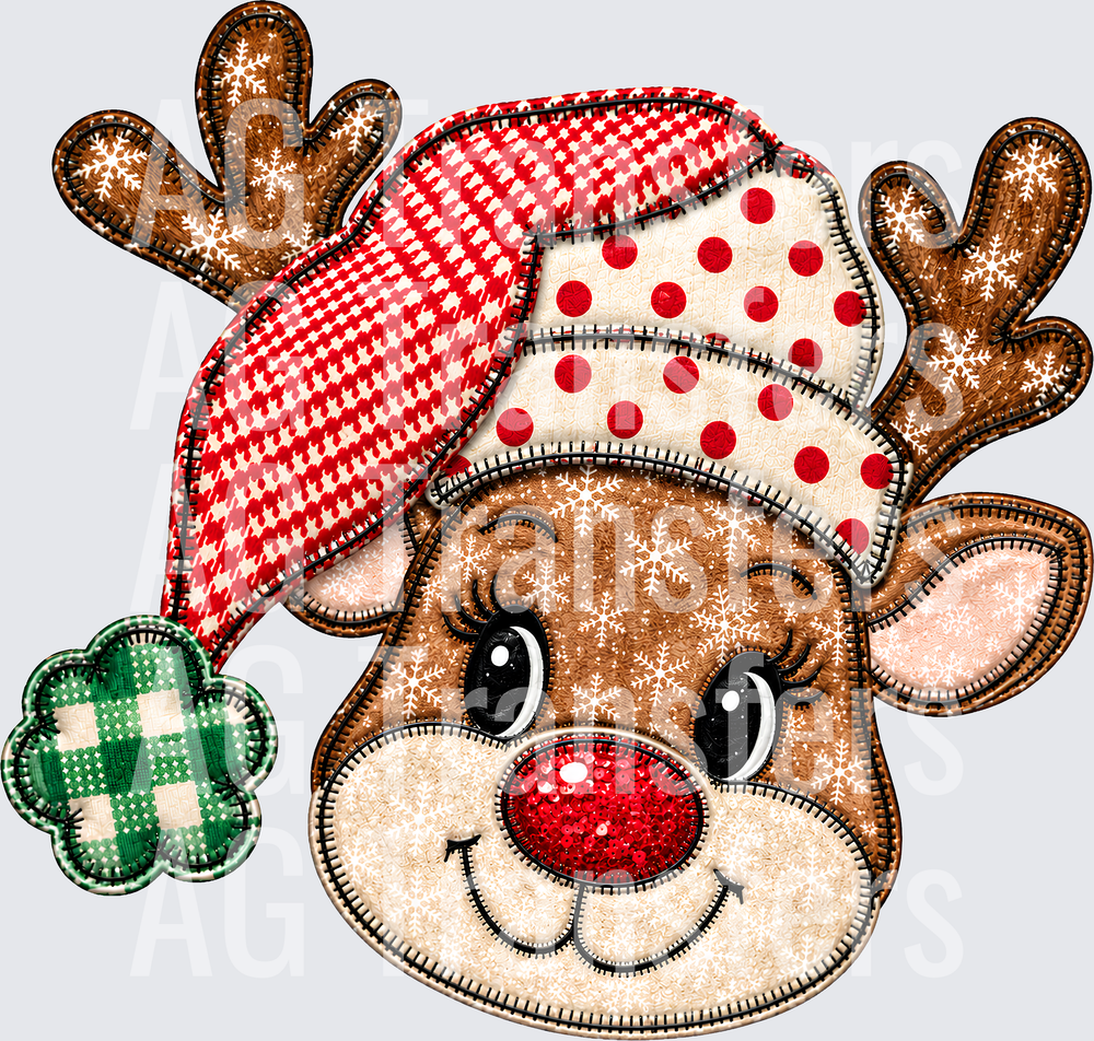 REINDEER FAUX EMBROIDERY