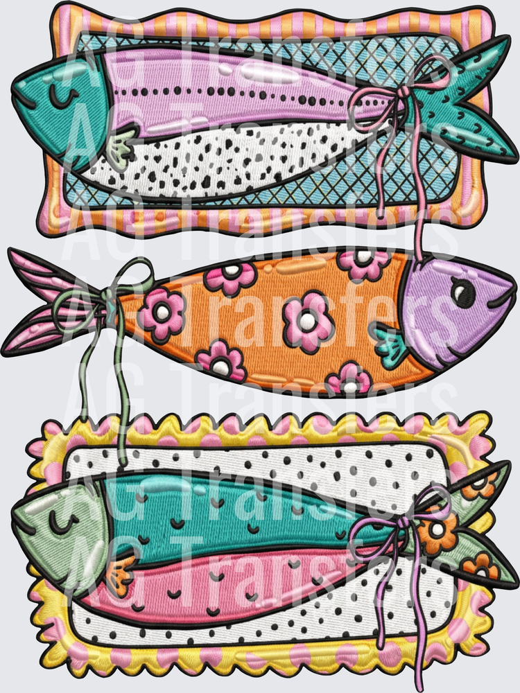 Three fish embroidered