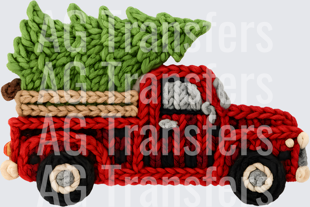 CHRISTMAS PLAID TRUCK FAUX YARN