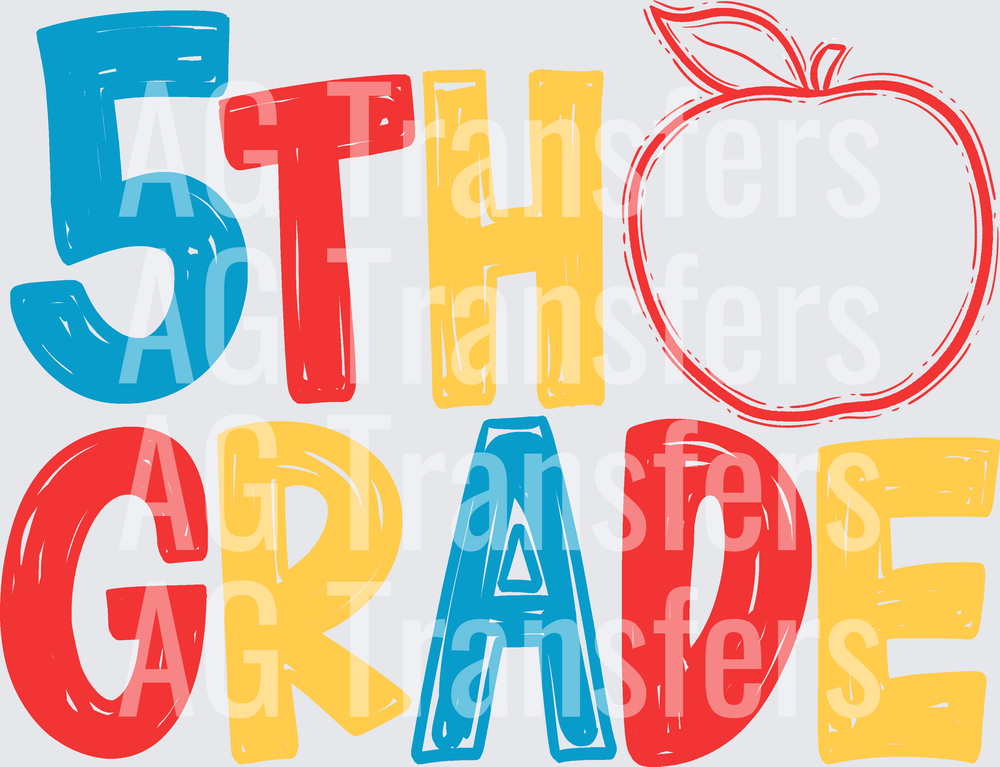 Back to School Apple Grade Level 5th COLOR