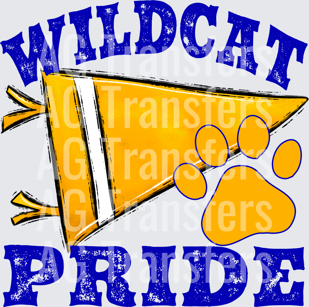 Pennant Mascots Wildcats Yellow and Blue Pride v1