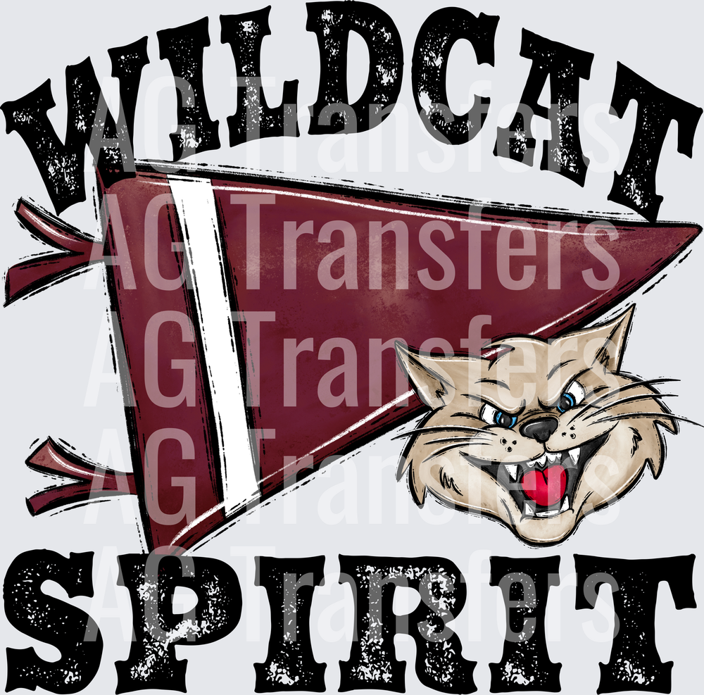 Pennant Mascots WILDCAT Spirit Maroon