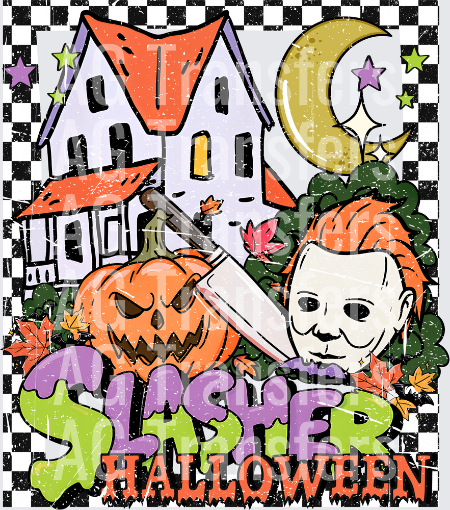 Slasher Halloween distressed with border