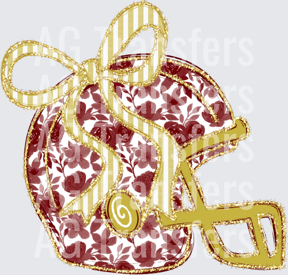 Floral_Football_Helmet_Bow_Maroon_Gold
