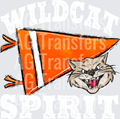 Pennant Mascots WILDCAT Spirit Orange WHITE PRINT