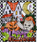 Slasher Halloween distressed paper with border _