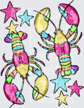 Colorful lobsters with stars