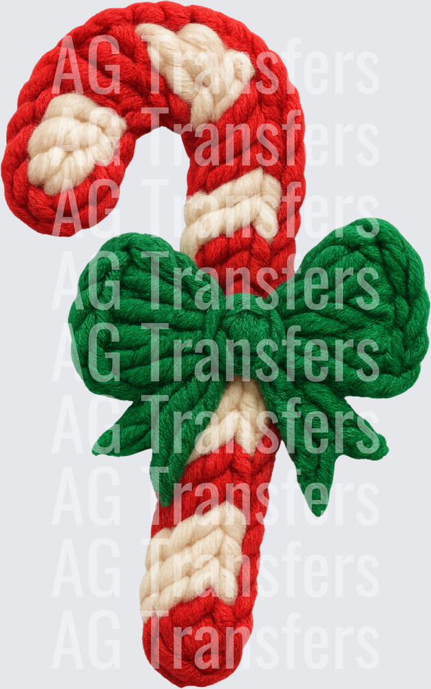 CANDY CANE BOW FAUX YARN