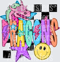 Checkered mascot dragons