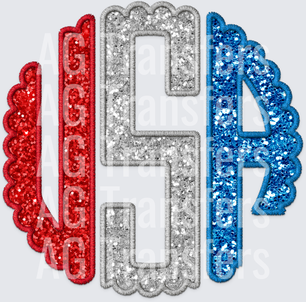USA faux embroidered glitter