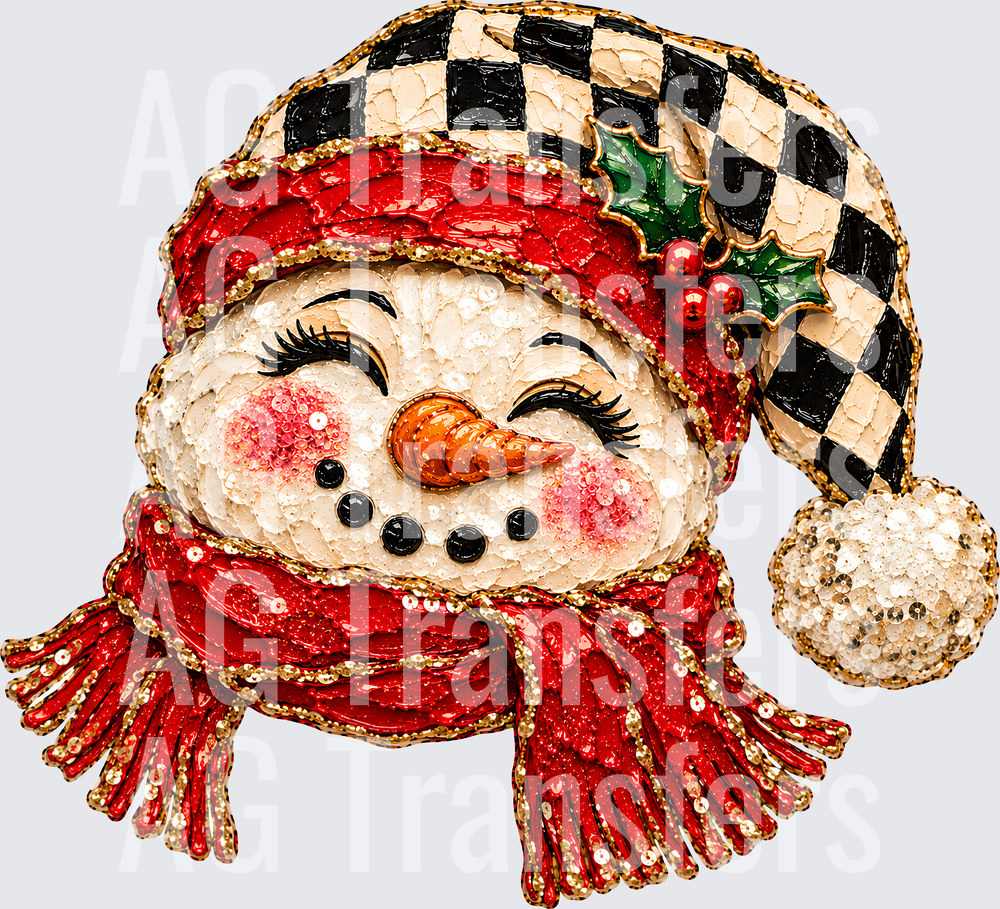 SNOWMAN FAUX PAINTED CHECKERED