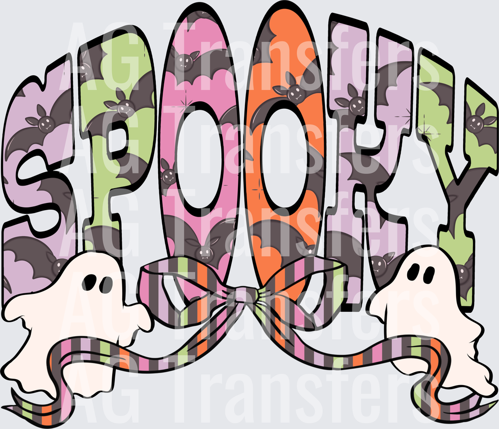 Spooky with bow and ghosts