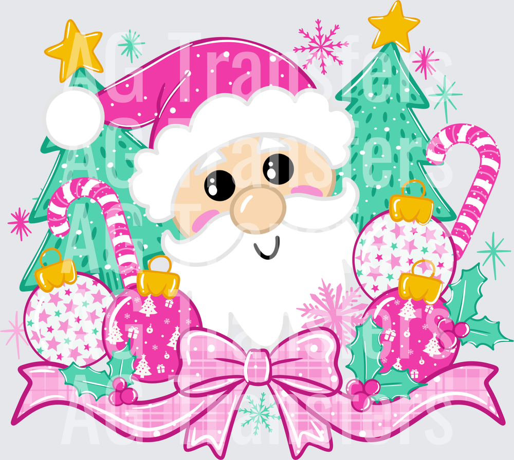 Pink Santa with trees